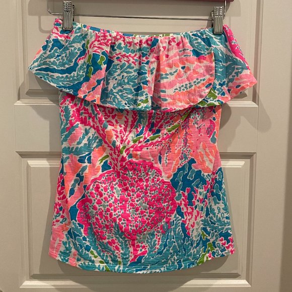 Lilly Pulitzer Wiley Tube Top Lets Cha Cha Neon | S - Picture 1 of 7